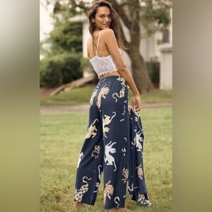 Anthropologie Tiger Wide-Leg Pajama Bottoms Size Large
